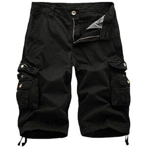Women's Cotton Loose Fit Zipper Multi-Pockets Drawstring Women Cargo Shorts
